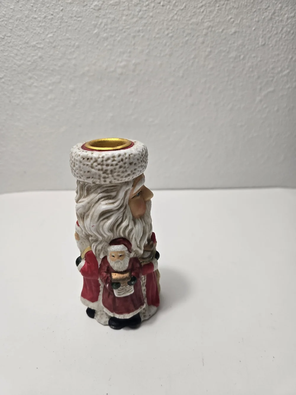 Vintage-Style Red and White Santa Candle Holder - Home Accents
